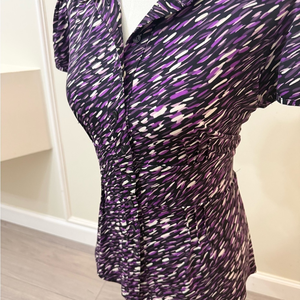 INC International Concepts Purple and Black Women's Blouse - Picture 2 of 7